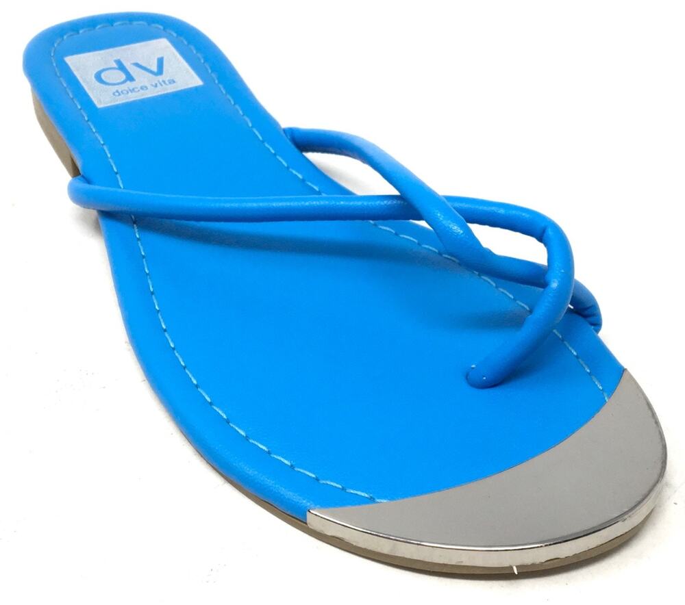 DV By Dolce Vita Penni Women's Size 5.5 Blue Metallic Toe Cap T-Strap Sandals